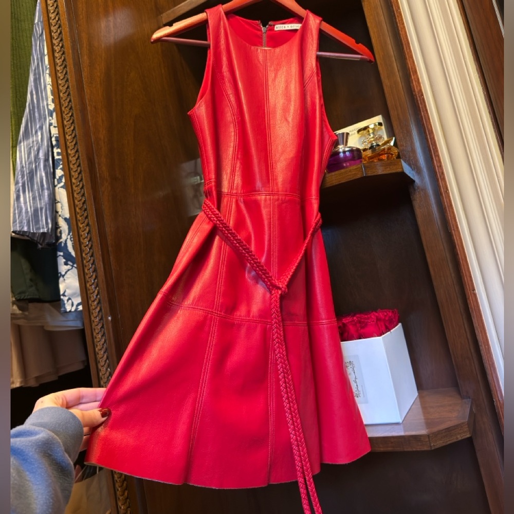 Alice + Olivia Leandra Faux Leather Minidress Size 2 - Picture 6 of 8